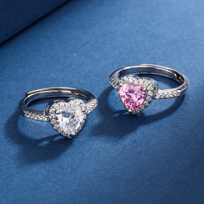 Anillo de Corazón de Durazno con Diamantes y Zirconia Micro-Incrustada | Joyería de Lujo para Mujer | Anillo de Boda y Alta Gama ❤️