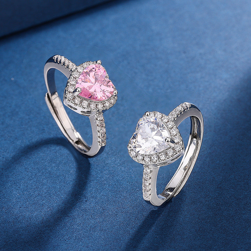 Anillo de Corazón de Durazno con Diamantes y Zirconia Micro-Incrustada | Joyería de Lujo para Mujer | Anillo de Boda y Alta Gama ❤️