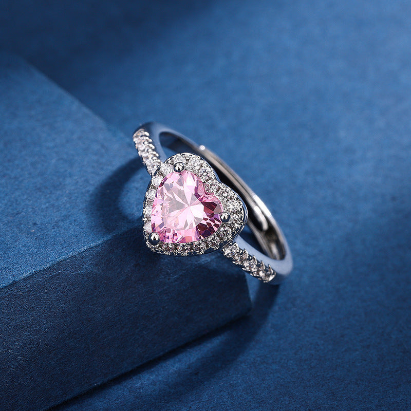 Anillo de Corazón de Durazno con Diamantes y Zirconia Micro-Incrustada | Joyería de Lujo para Mujer | Anillo de Boda y Alta Gama ❤️