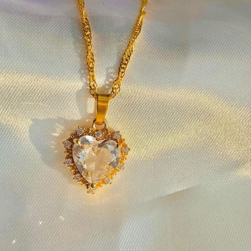 💖 Collar de Corazón con Rhinestones Multicolores | Cadena de Clavícula de Oro Personalizada | Joyería para Mujer | Regalo Perfecto de San Valentín 🌟