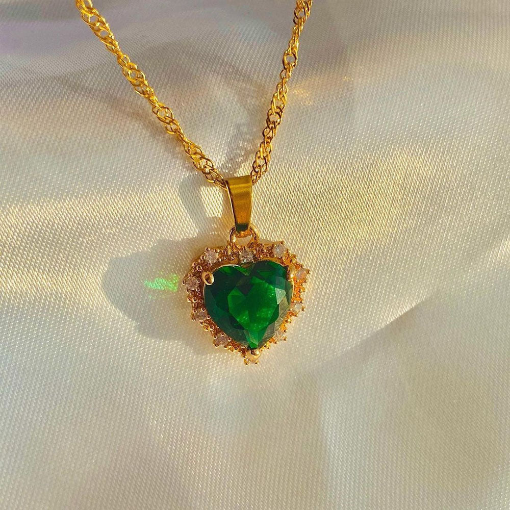 💖 Collar de Corazón con Rhinestones Multicolores | Cadena de Clavícula de Oro Personalizada | Joyería para Mujer | Regalo Perfecto de San Valentín 🌟