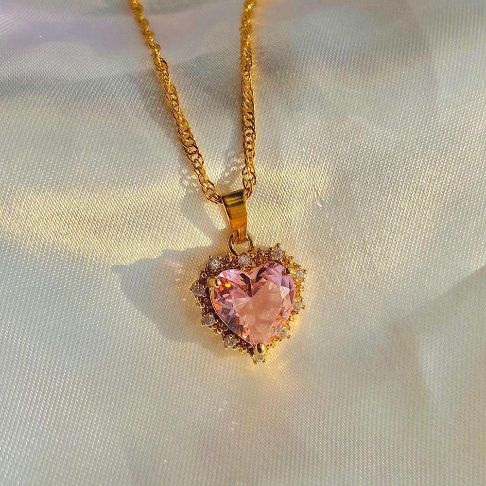 💖 Collar de Corazón con Rhinestones Multicolores | Cadena de Clavícula de Oro Personalizada | Joyería para Mujer | Regalo Perfecto de San Valentín 🌟