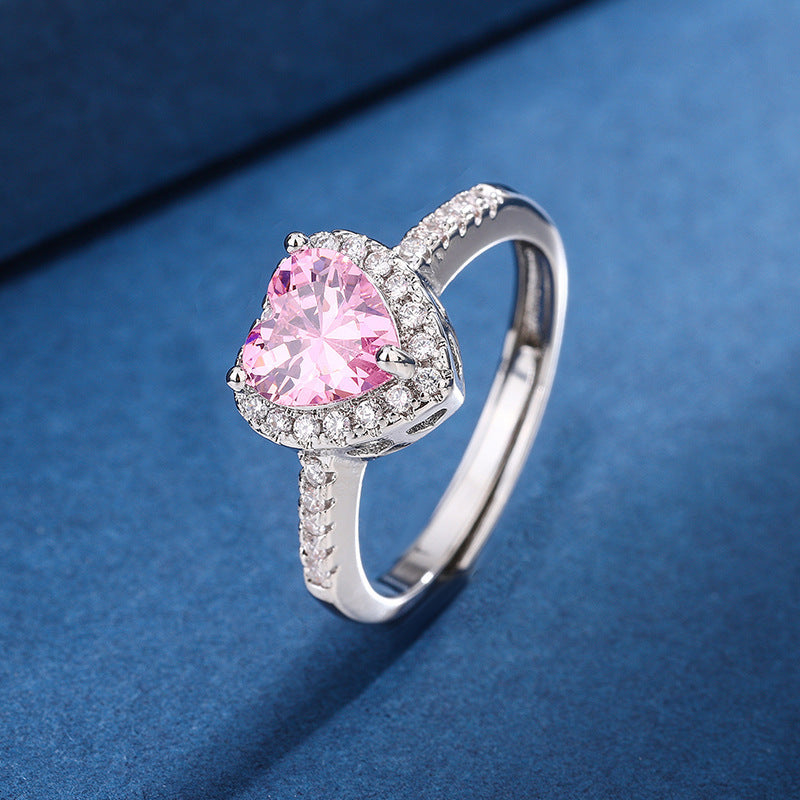Anillo de Corazón de Durazno con Diamantes y Zirconia Micro-Incrustada | Joyería de Lujo para Mujer | Anillo de Boda y Alta Gama ❤️