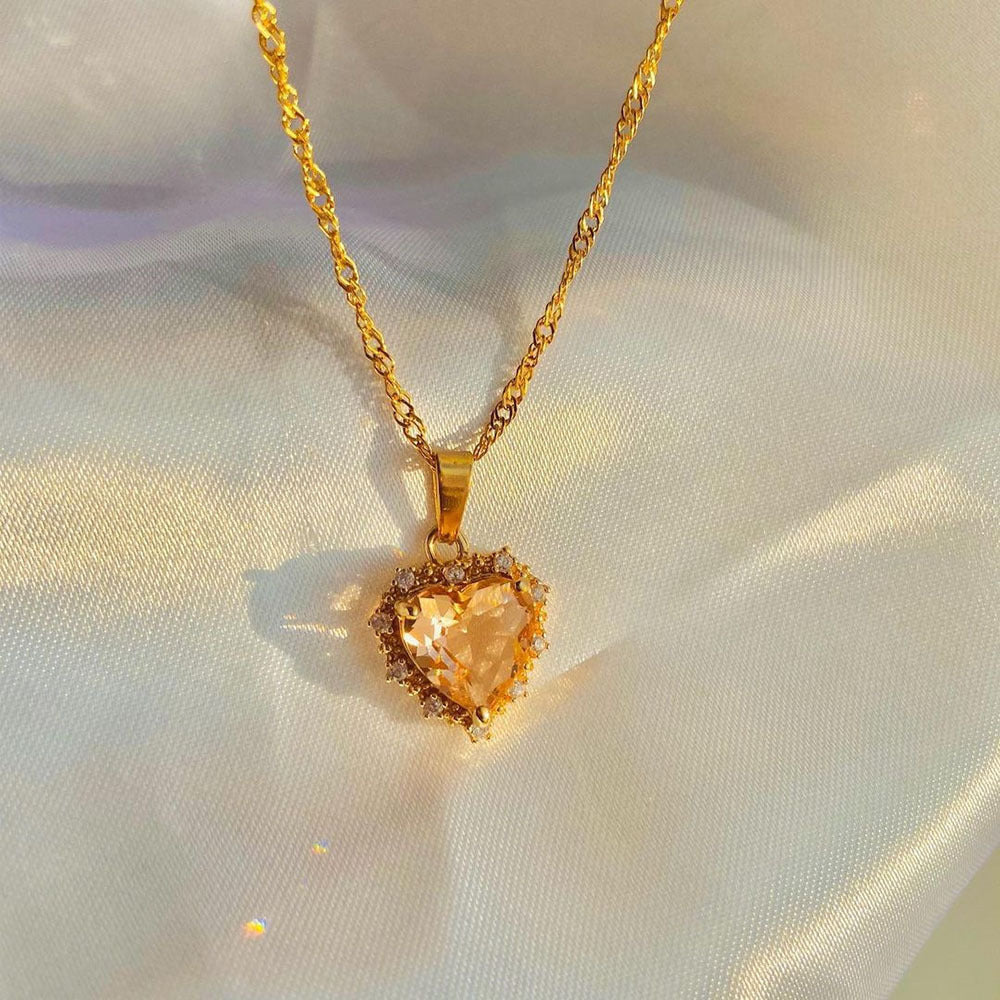 💖 Collar de Corazón con Rhinestones Multicolores | Cadena de Clavícula de Oro Personalizada | Joyería para Mujer | Regalo Perfecto de San Valentín 🌟